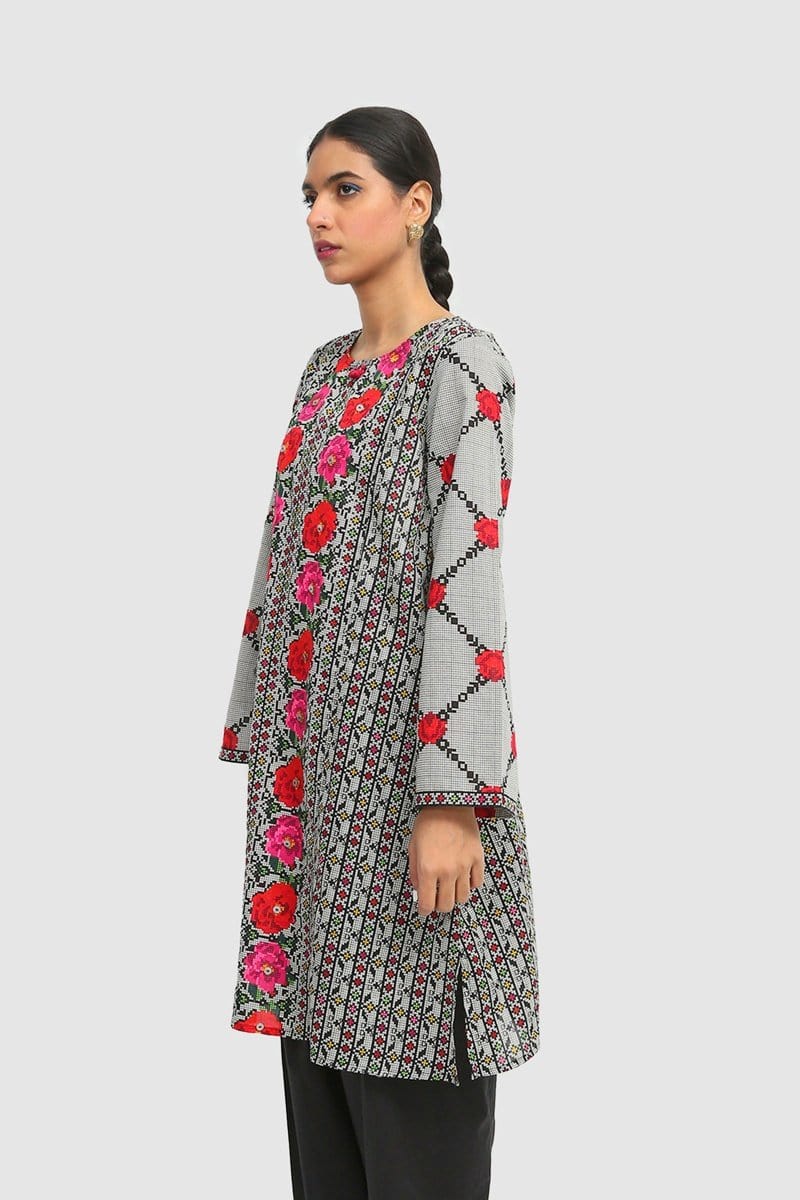 Generation - Grey Aara Taanka Kurta - 1 PC - Image 3